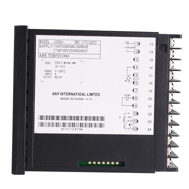 Cyfrowy regulator temperatury PID CD501 96x48mm, czujnik sygnału wejściowego termopara K, wyjście przekaźnikowe