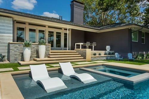 Ledge Lounger - Signature Chaise - Inside Pool & Sun Shelf Lounge Chair - Designed for Shallow Shelves Up to 9” - Compatible with All Pool Types - Poolside & Sun Deck Tanning - Set of 2 - White