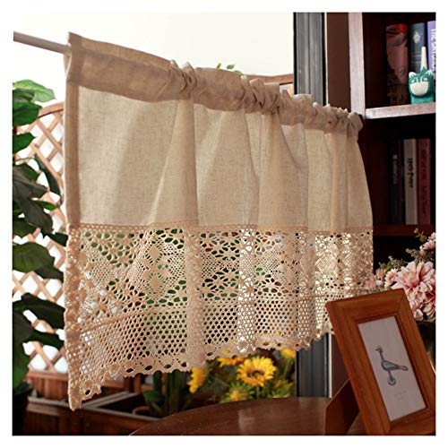 HHXD Scheibengardinen Häkeln Vintage Beige Bistrogardinen Landhausstil...