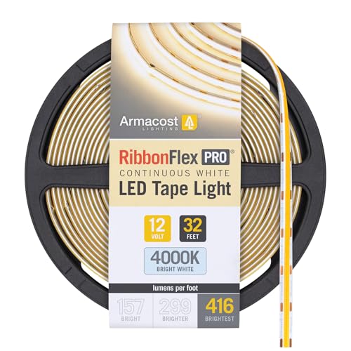 Image of Armacost Lighting RibbonFlex Pro 12V White LED COB Strip Light Tape, 416 Lumens /Ft, 4000K, 10M (32.8 ft) 178350