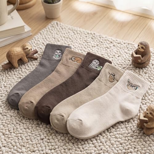 Image of Eurzom 10 Pairs Socks Womens Crew Elastic Ankle Length Cotton Socks Aesthetic Cute Lightweight Low Cut Gifts for Women