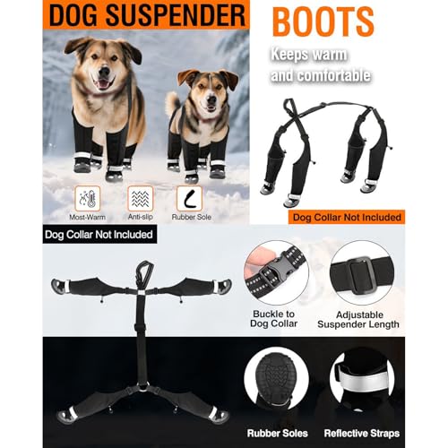 Hosenträger für Canini-Stiefel, wasserdicht, verstellbar, für Haustiere, Leggings, Hundeschuhe mit Hosenträgern für den Winter, Schnee, Regen, Wandern und Reisen