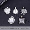 Anezus 60Pcs Pendant Trays, Bezel Pendant Trays Blanks with Glass Cabochons for Pendants Making and Jewelry Making, 5 Styles #2