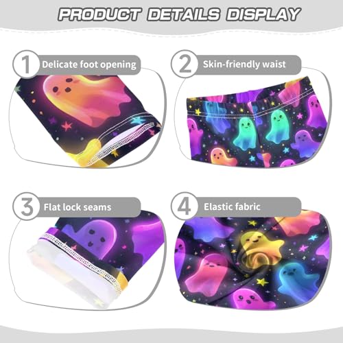 Girls' Athletic Leggings Ankle Length Yoga Dance Pants Kids Teen 4T Colorful Ghost Stars3