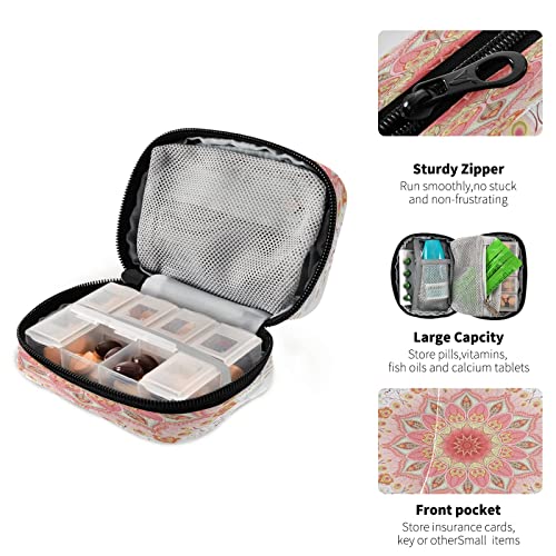 Naanle Indian Peacock Feathers Paisley Pill Box 7 Day Pill Case Travel Pill Organizer Bag With Zipper Portable Weekly Case Compact Size For Vitamin Supplement Holder #TOP3