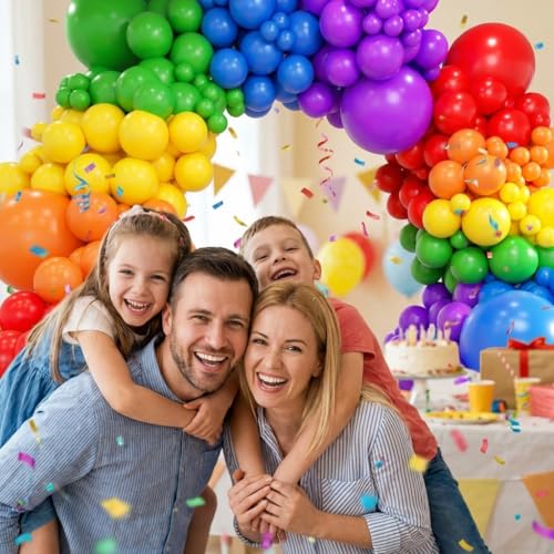 Image of Rainbow Balloon Arch Kit, 209Pcs Assorted Colorful 18 12 10 5 Inch, Different Sizes Party Balloon Garland Kit for Baby Shower, Birthday, Gender Reveal, Anniversary, Easter, Prom Decoration