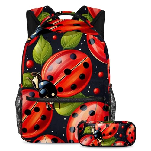 Sac à dos insecte floral rouge 2 pièces : oubliez le désordre et le manque de place