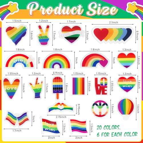 Image of Memorywuu 120 Pcs Rainbow Pins Bulk Lapel Acrylic Pin Women Backpack Brooch Colorful Pins Gifts for Party Decoration
