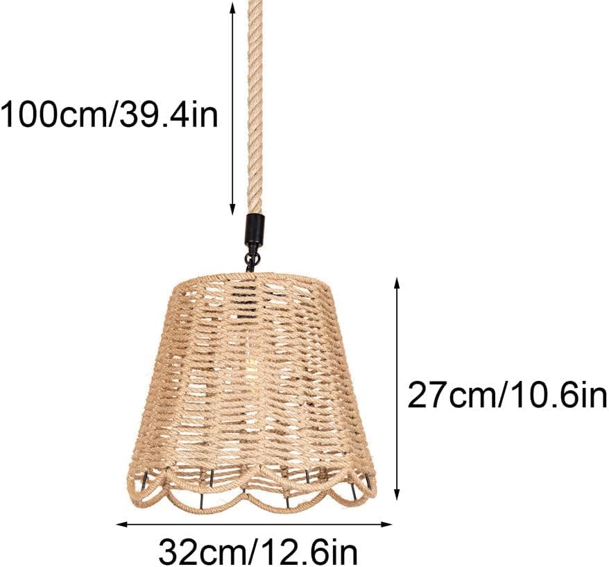 Suspension industrielle en corde de chanvre cage Vintage E27 rustique réglable - 6