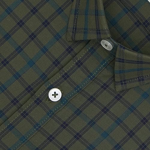 Image of GHPC 100% Cotton Checkered Half Sleeves Regular Fit Formal Shirt for Men