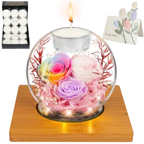 Rosa real preservada en cristal para decorar con elegancia tu salón en Navidad y cumpleaños