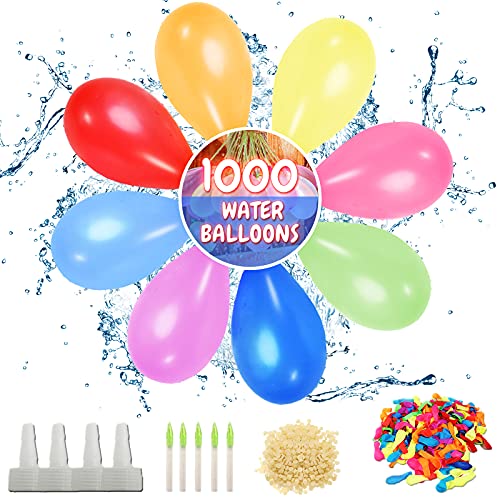 Tuptoel 1000 Pack Water Balloons with Refill Kits, Eco-Friendly Latex Water Bomb Balloons for Party Games - Summer Outdoor Beach Swimming Pool Toys for Kids & Adults