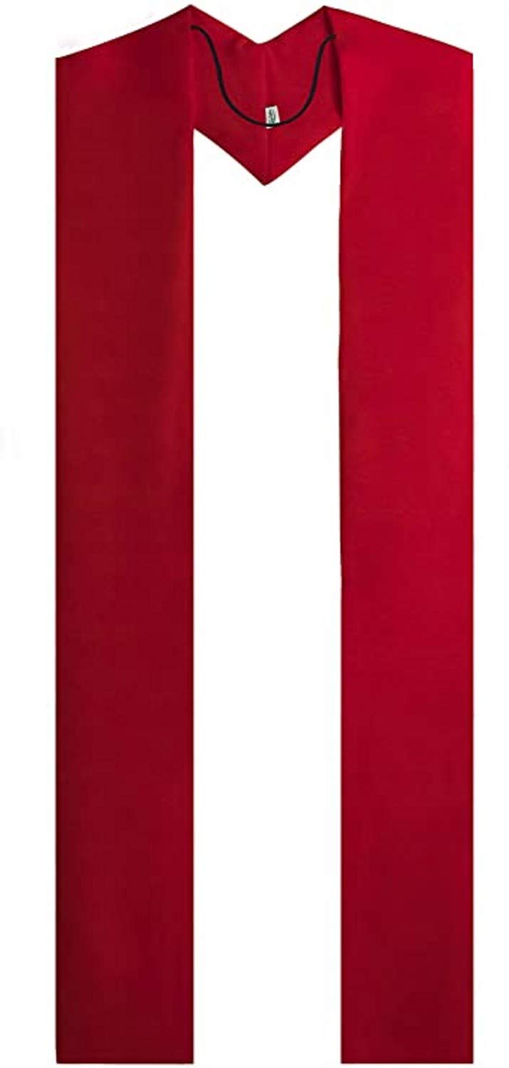 Graduatepro Unisex Red Adult Clergy Stole Church Pastor Wedding Priest Choir Sash Satin Plain 94"/240Cm