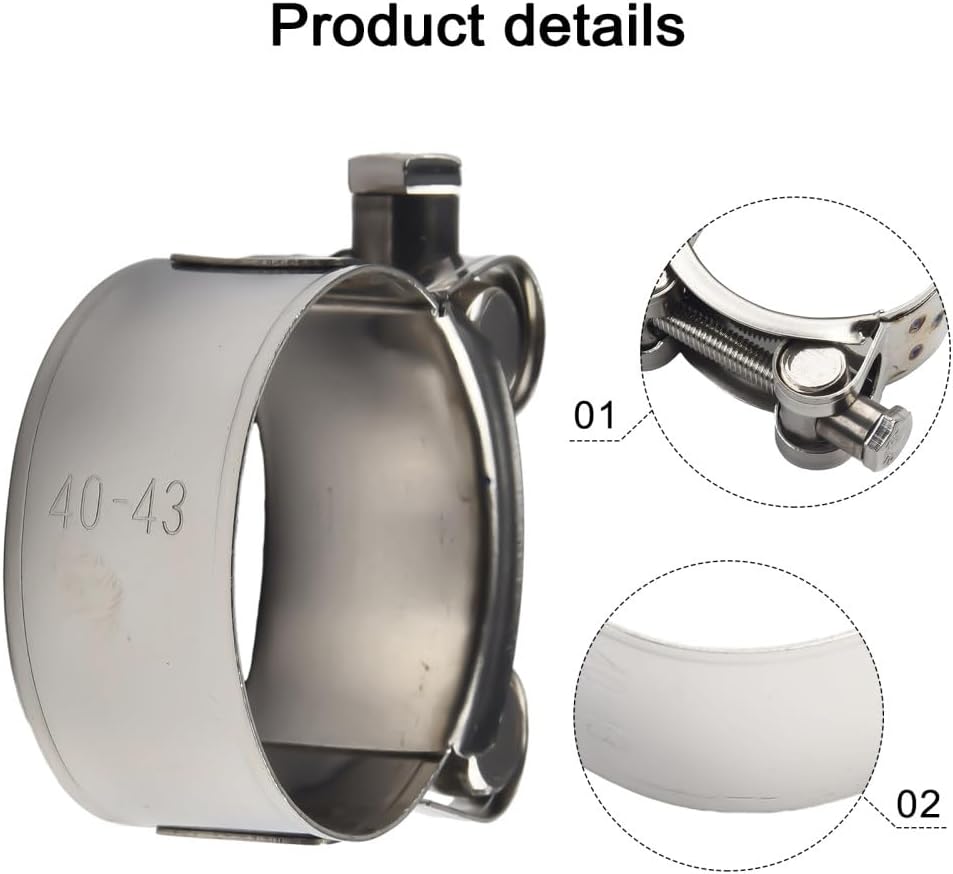Exhaust clamp Stainless Steel V-Band Clamp and Flat Flanges Kit Multiple Sizes(36-39mm)