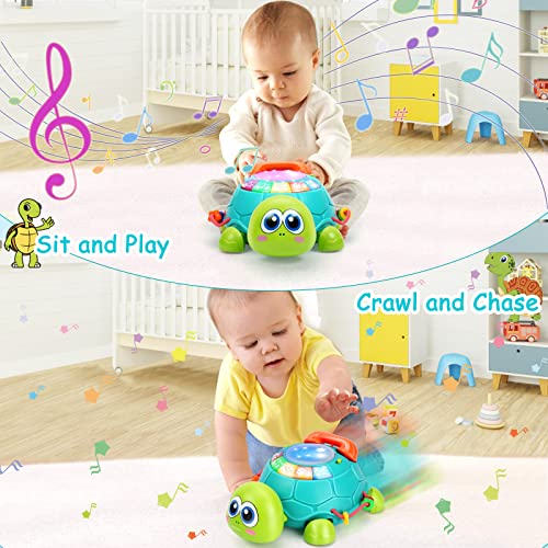 Musical Turtle Baby Toys 6 to 12 Months, Infant Light up Music Toys Tummy Time Development, Crawling Toy for 7 8 9 10+ Month Old, Easter Christmas for Babies 4 5 6 12 Month Boy Girl by BQU - Used condition - Image 2
