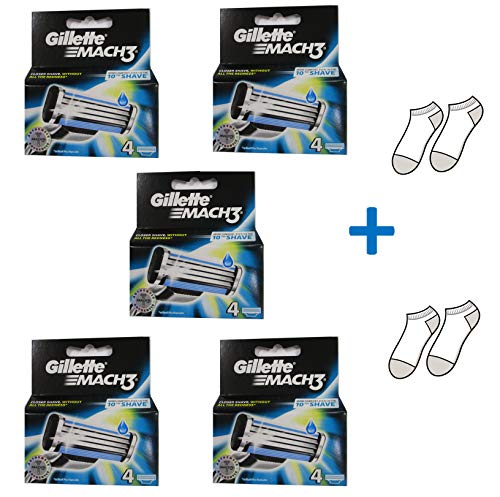 Gilletté Mach 3 Razor Refill Cartridges 20 Count - Free Gift Included