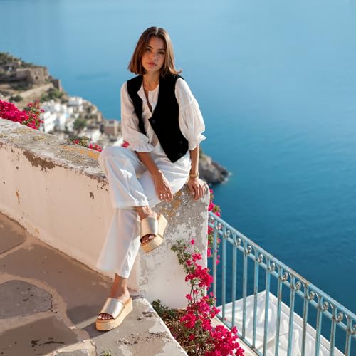 Platform Sandals Women Braided Sandals Slip on Wedge Sandal Summer Beach Wedge Dressy Sandal4