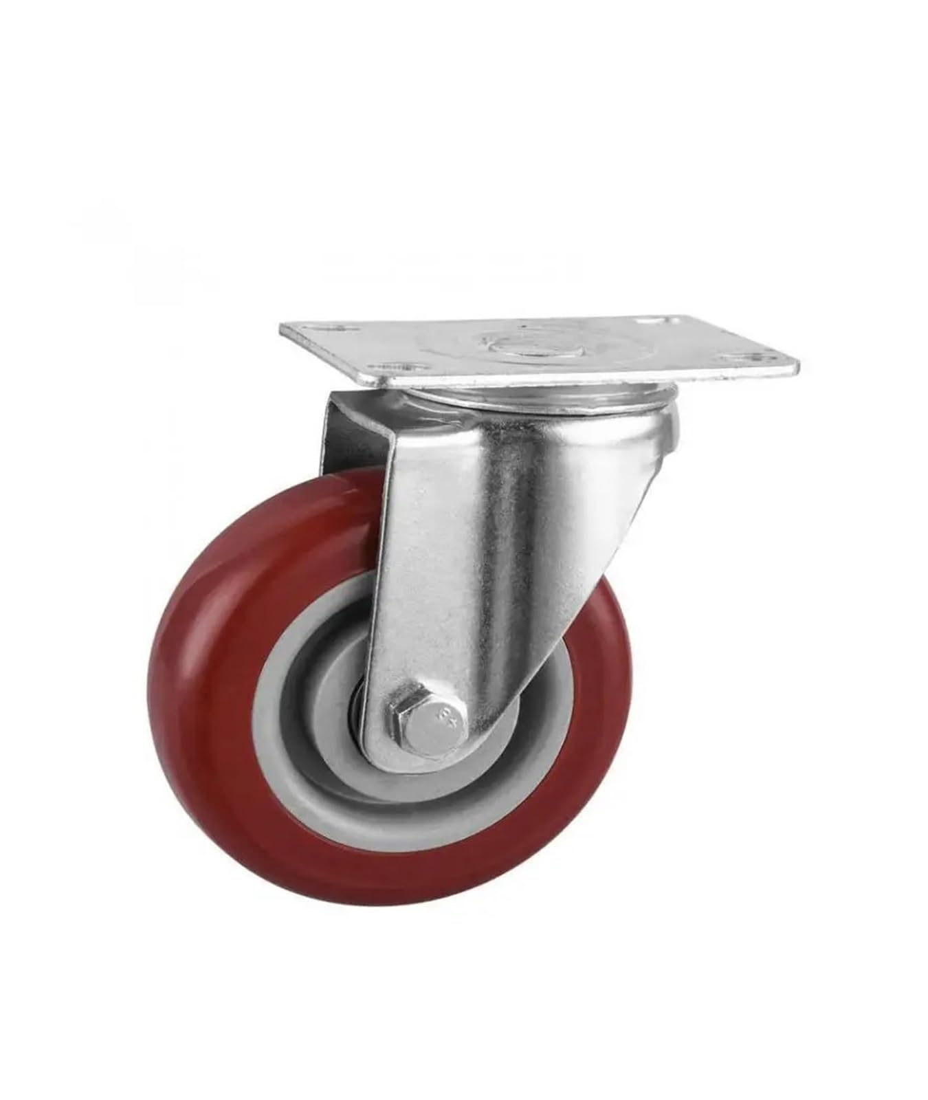1 Piece 4-inch Silent Caster, Double-axis PVC Medium red Steering Wheel, Hand Trailer Wheel