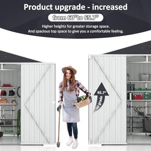 Image of AirWire 8x8 FT Outdoor Storage Shed, Garden Shed with Updated Frame Structure and Lockable Doors, Metal Tool Sheds for Backyard Garden Patio Lawn, Gray