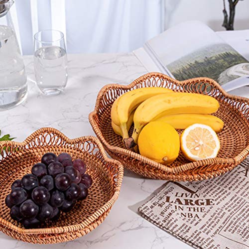 VALICLUD Cesta de servir pão redonda de vime frutas vegetais cesta de lanche cesta de vime decorativ