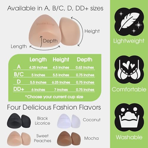 Image of Double Scoop Triangle Big Bust Inserts w /Bonus Tape Sticky Strips, Shapewear for Large Breast Bra Cup, Replacement Bra Pads, Nipple Covers Smoother, Lightweight Plus Size DD+ (Nude)
