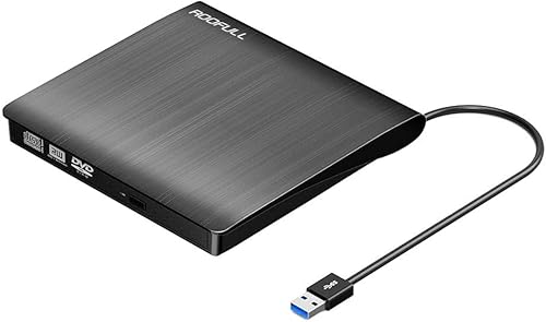 Miniatura 7 de ROOFULL Reproductor externo de unidad de CD y DVD, grabadora de CD USB 3.0 con estuche de transporte, lector de disco óptico portátil DVD+-RW lector