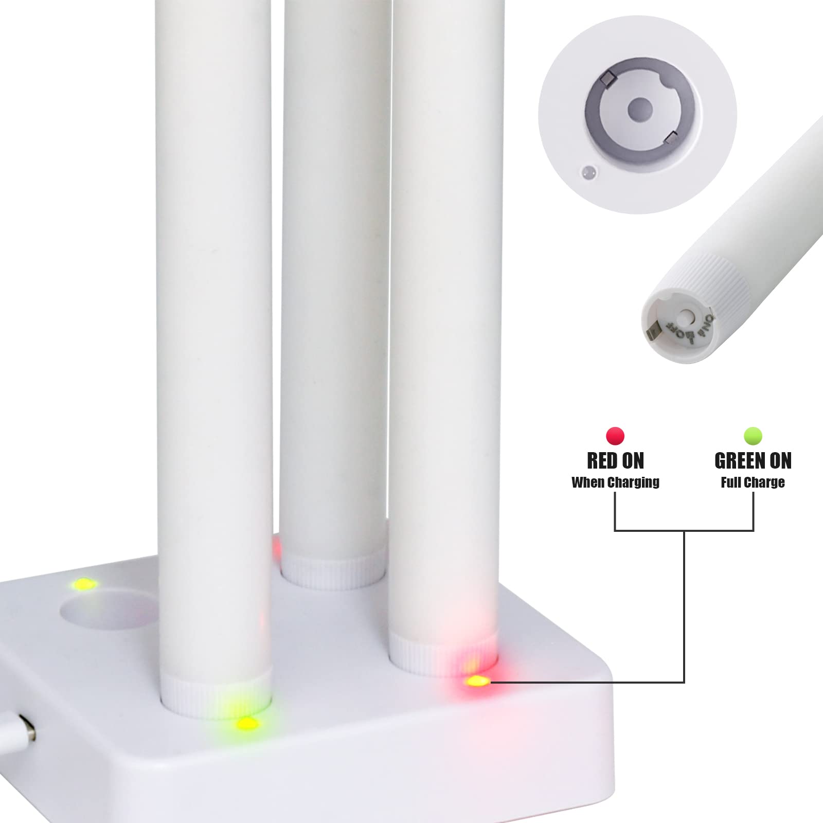 PChero Chero Candele coniche ricaricabili con telecomando, 4 bastoncini di cera a LED con base di ricarica senza fiamma batteria tremolante, per casa, feste, matrimoni, decorazioni natalizie