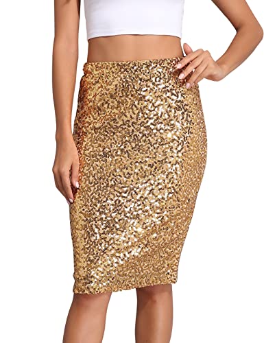 Amazon.com: kayamiya Women's Gold Sequin Skirt High Waist
