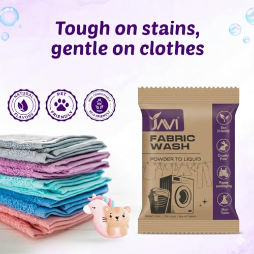 Image of Javi Organic Powder to Fabric Wash | 500ml | Lavender Fragrance | Natural, Plant Based, Eco-Friendly, Non-Toxic | Removes Stains & Odour, Protects Colour | Laundry Detergent