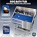 KANIS Professional Dog Washing Station - 304 Stainless Steel Pet Wash Sink & Grooming Bath Tub for Home with Ramp, Shower, Floor Grate, Storage Shelf, Faucet, Drain Kit for Large, Medium & Small Pets