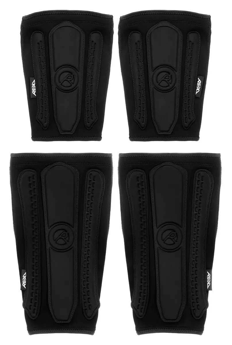 REKD Energy Covert - Espinilleras con espuma energética exclusiva para una protección superior contra impactos, ajuste delgado y cómodo, perfecto para BMX, monopatín, scooter, MTB, patines y más