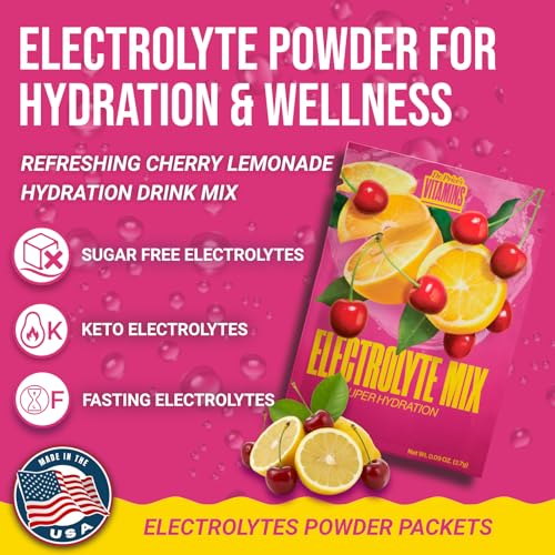 Image of Dr. Price's Electrolytes Hydration Powder Packets - Cherry Lemonade, 30 Packs | Sugar Free Electrolyte Drink Mix, 72+ Trace Minerals, Manganese | Keto, Vegan, Doctor-Formulated, Made in USA