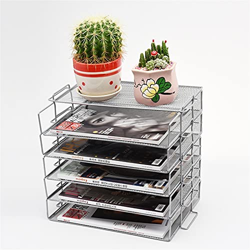 Panier de rangement de bureau A4 empilable en maille métal - Modèle K - 3