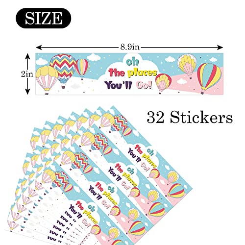 Oh The Places You'll Go Water Bottle Labels Stickers/Travel Themed Bottle Wrappers/Going Away/Retirement/Graduation/Farewell Party Water Labels Supplies Waterproof (Set Of 32) #TOP1