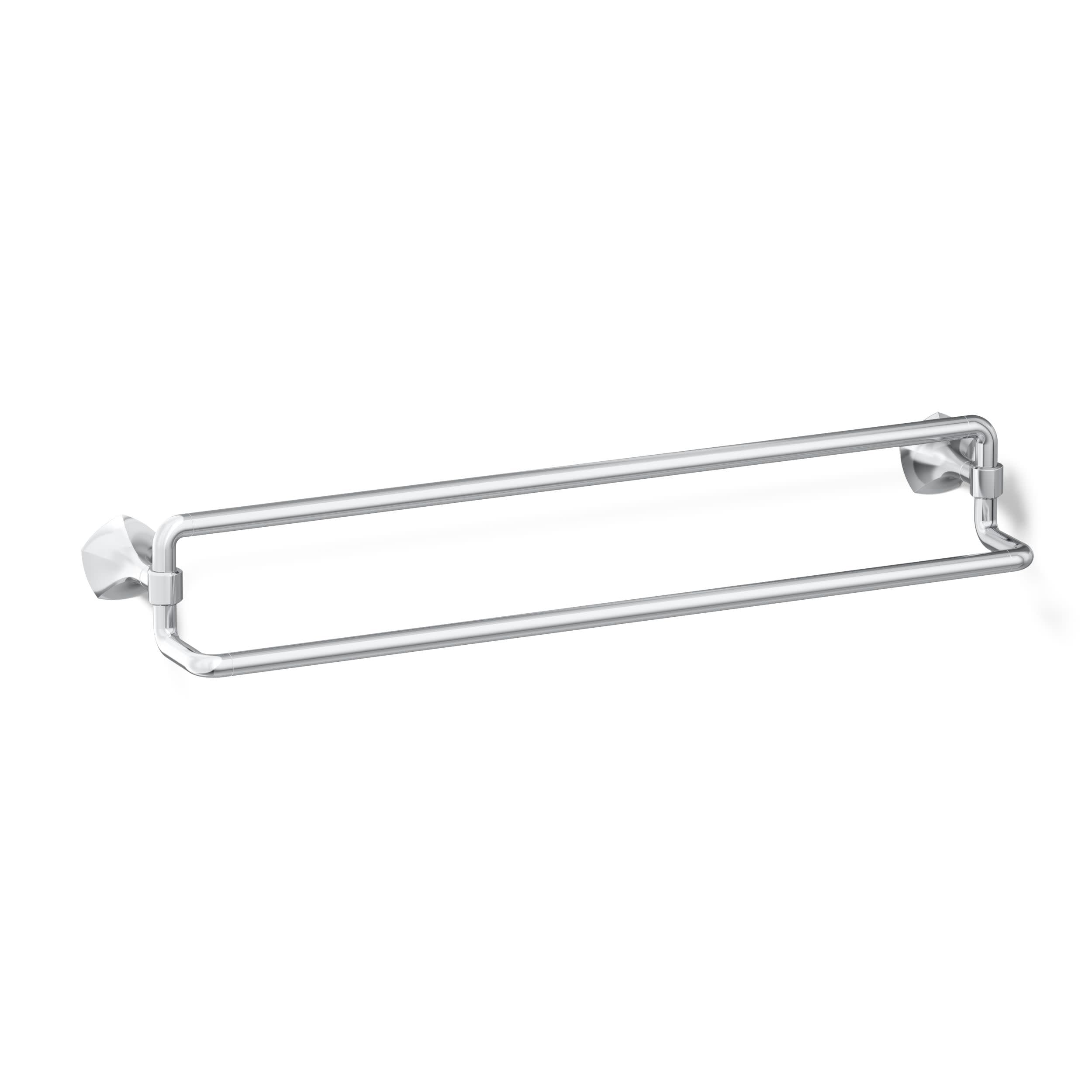 Barre porte-serviettes double 24" chrome pour éviter le linge humide au sol
