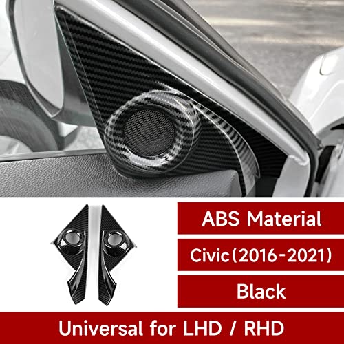 Image of Car A Pillar Speaker Cover Decals for Honda Civic 2016 2017 2018 2019 2020 2021 10th Gen Accessories ABS Carbon Fiber Interior Stickers