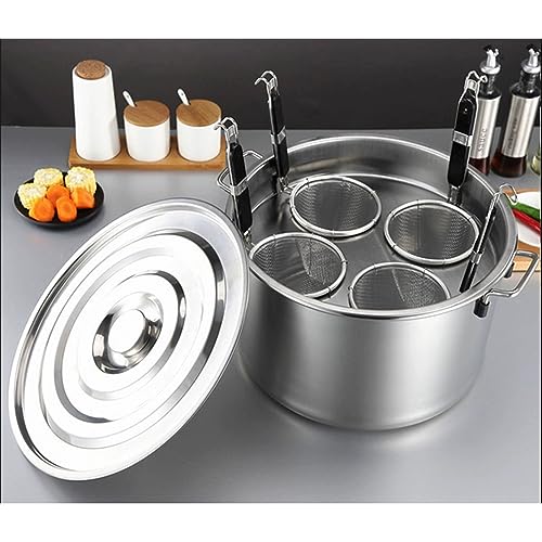 MRKU Olla para estofado, Olla de inducción de Acero Inoxidable con Tapa y colador, Compatible con Todo Tipo de Fuentes de Calor, Resistente al Horno y Apta para lavavajillas.