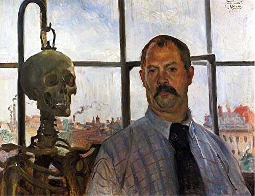 Autoportrait au squelette Lovis Corinth affiche toile pour sublimer un mur vide 60x90cm
