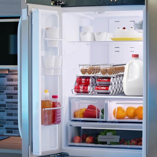 Sorbus Soda Can Organizer for Refrigerator & Egg Holder for Fridge Set, 1 Stackable Can Holder Dispenser Holds 12 Cans Each & 1 Egg Holders with Lid holds 14 eggs for Fridge, Pantry, Freezer, BPA-Free - Image 6
