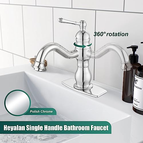 Polish Chrome Bathroom Sink Faucet 1 Hole Lavatory Vanity Basin Mixer Tap Deck Mount Include Pop Up Drain With Overflow Commercial Single Handle Bathroom Sink Faucet One Hole Bathroom Faucet #TOP5