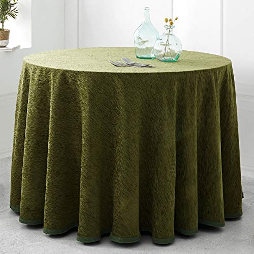 Ropa o Falda Camilla, Enaguilla Redonda de Tejido Chenilla, Medida 70 cm diámetro, Color Verde Botella. Mantiene el Calor. Aspecto Aterciopelado y Tacto Muy Suave.