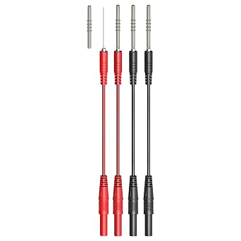 Goupchn Test Probe Extension Test Leads 4mm Female Socket to Stainless Steel Probe Cables 4PCS for Multimeter Electrical Testing Red&Black