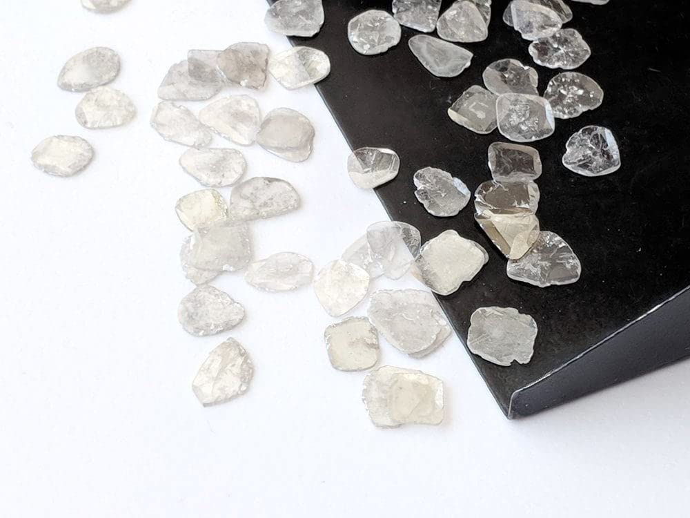 6-7 mm Białe szare plastry diamentu fasetowane, Białe szare diamenty fasetowane plastry diamentu na biżuterię, biało szare plastry (opcje od 0,5 ct do 1 ct), 6-7 MM