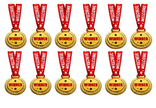 Pack of 12 Winner Gold Medals with Red, White & Blue Ribbon | Award Medals for Kids & Adults | Sports, School, Competitions, Events, Games & Prize Distribution (Medal-1_12)-picture-52