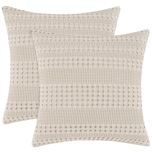 PHF 100% Cotton Waffle Weave Euro Sham Covers, 2 Pack 26