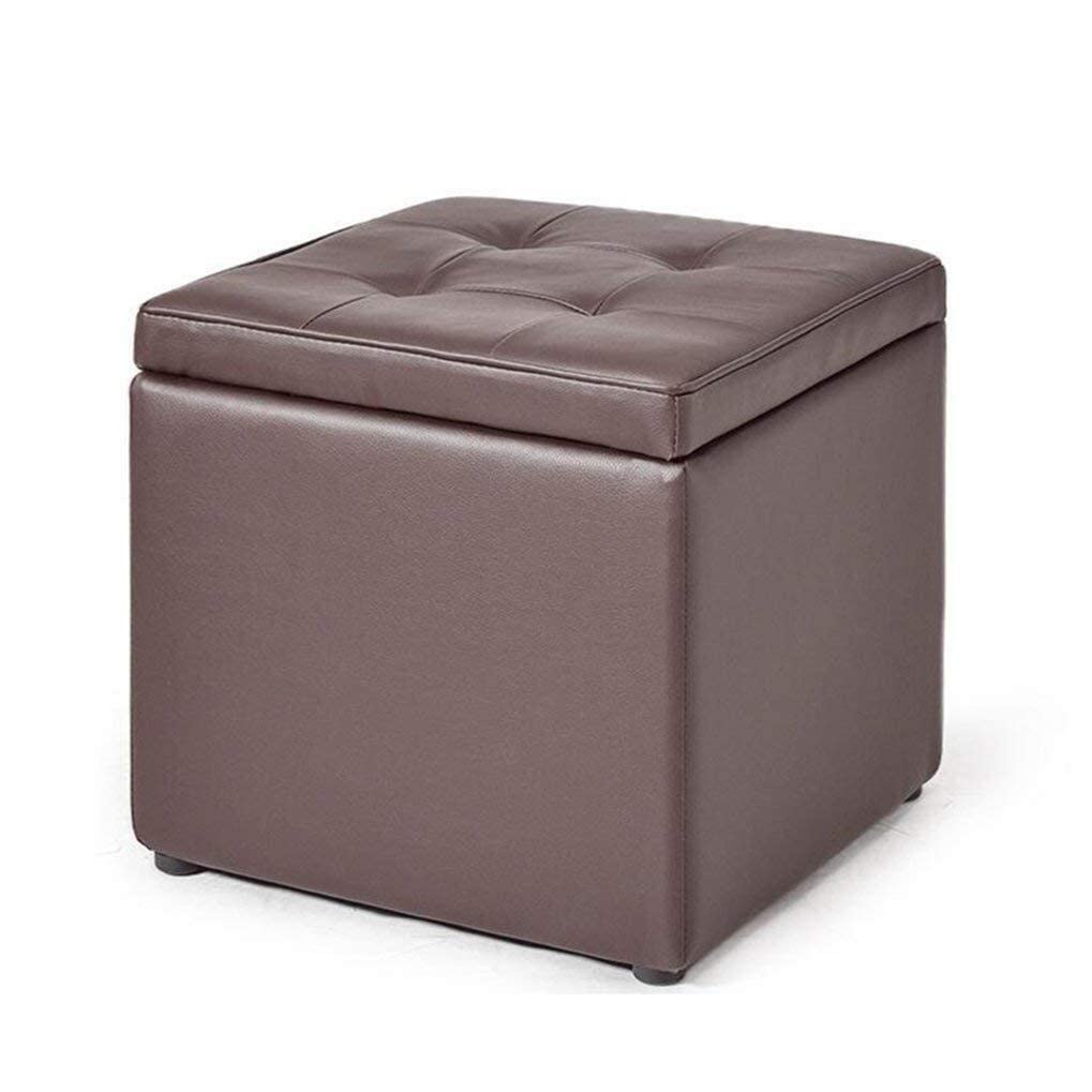 Boîte de rangement de mode en bois et pouf carré en PU pour un gain de place intelligent