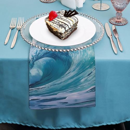 Servilletas de tela estampadas Ocean Wave, cuadradas miniatura 4