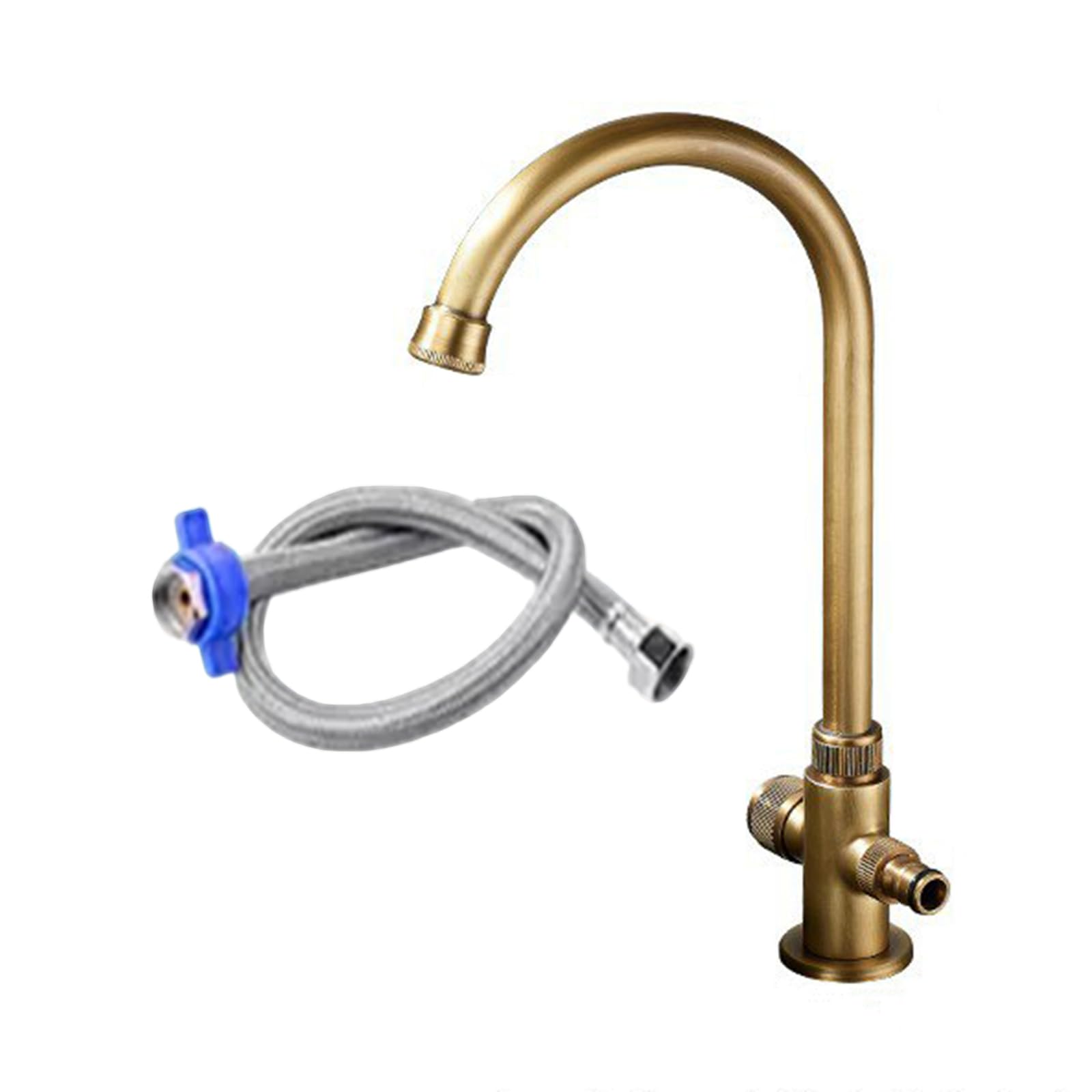 Grifo con Doble Salida De Agua para Lavadora Mezclador Lavabo De Latón Monomando Solo Agua Fría,Negro