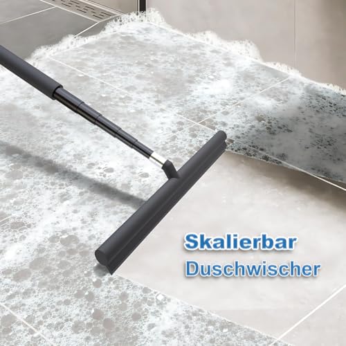 Duschabzieher Langer Stiel, 20-120cm Duschabzieher Schwarz, Fensterwischer mit Teleskopstiel, Glasabzieher Dusche, Bodenabzieher Dusche, Für Dusche, Bad, Spiegel, Glasreinigung
