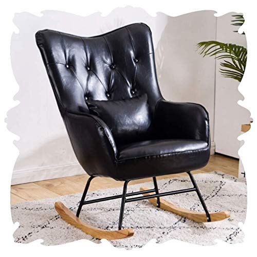 Fei Fei Chair Household Lounge Outdoor Garden Relax Rocking Chair High Back Loungers Decor Furniture Recliners Porches Balcony Armchairs Individual Sun (Color : Black, Size : 75x70x97cm)